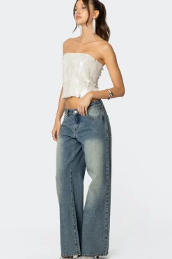 Samara Sequin Strapless Top