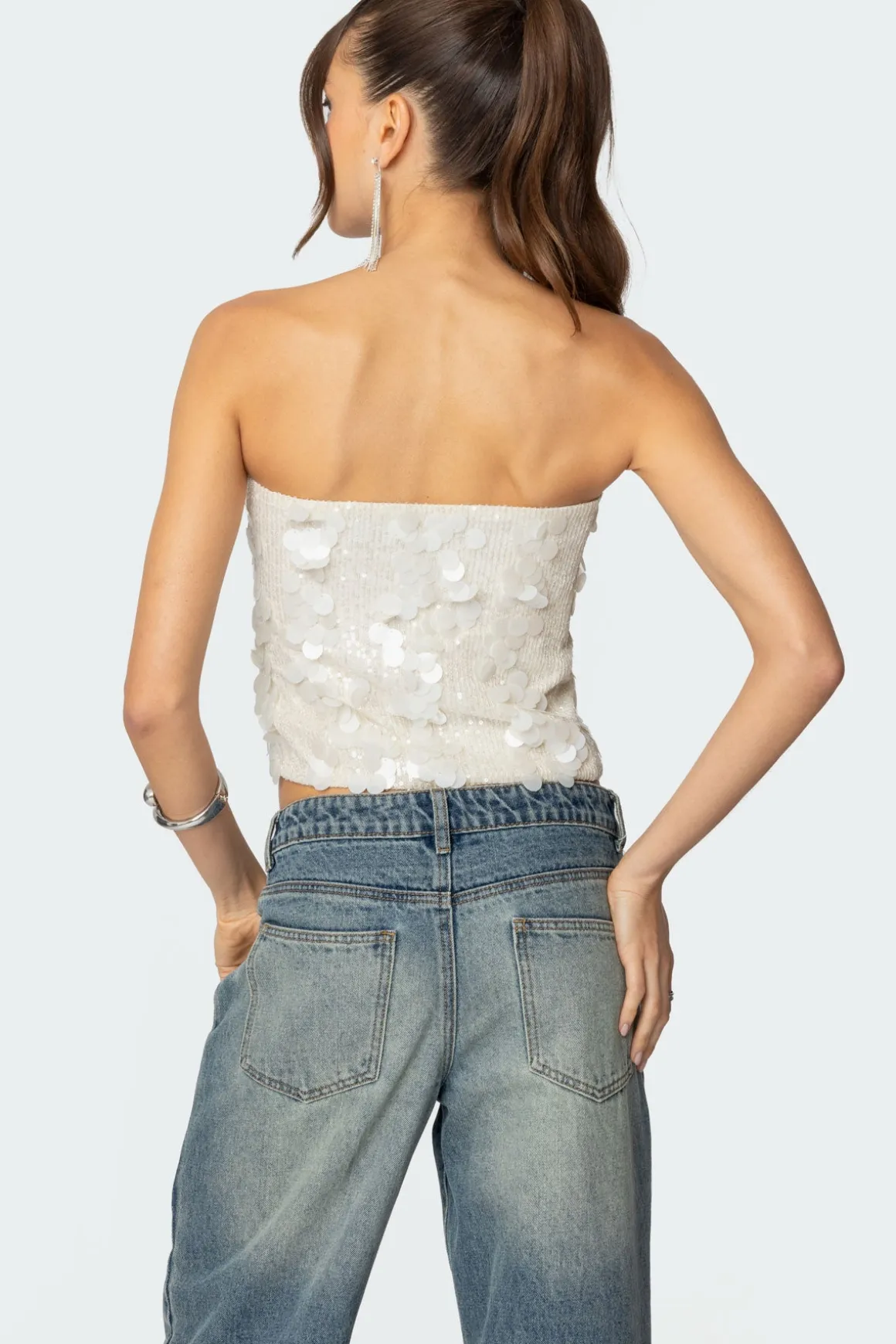 Samara Sequin Strapless Top