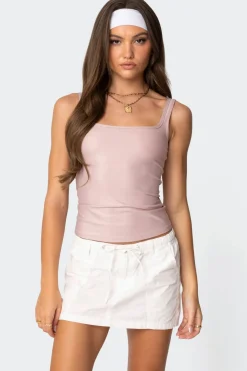Sarah Shiny Square Neck Tank Top