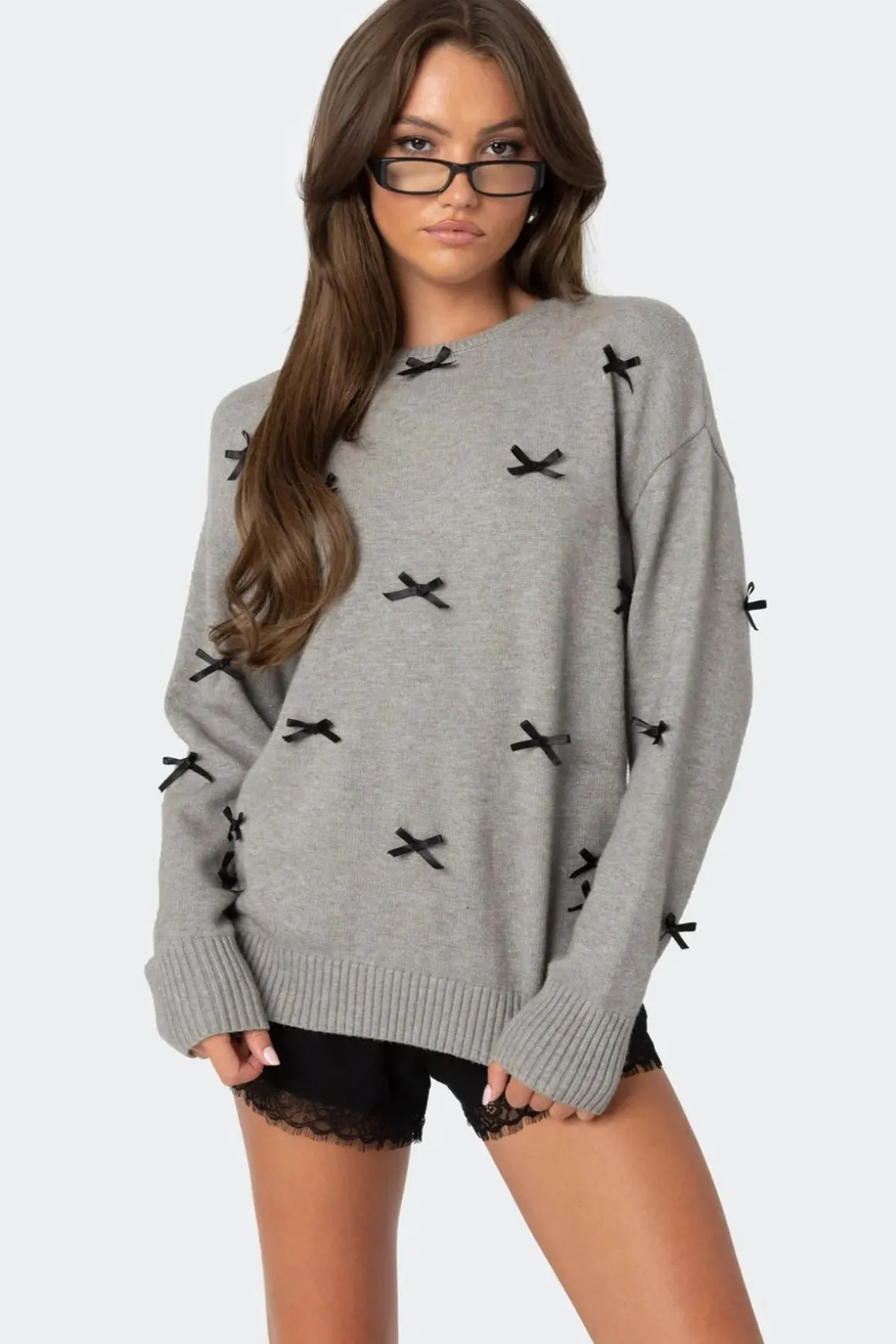 Satin Bow Oversized Sweater