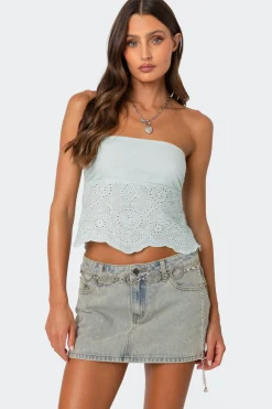 Scalloped Eyelet Tube Top