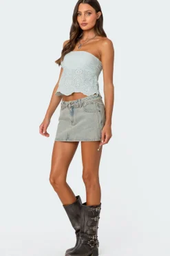 Scalloped Eyelet Tube Top