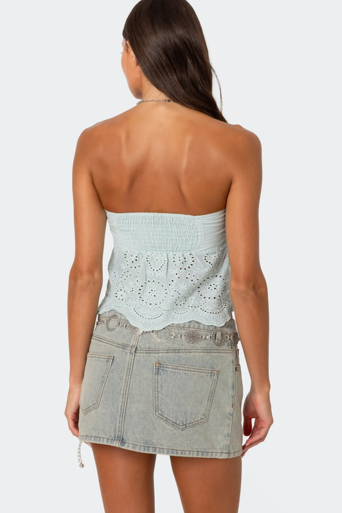 Scalloped Eyelet Tube Top