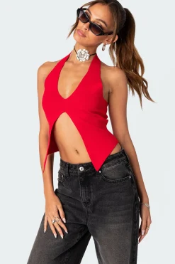Sculpt Knitted Split Front Top