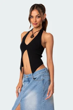 Sculpt Knitted Split Front Top