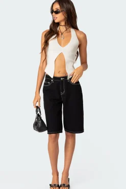 Sculpt Knitted Split Front Top