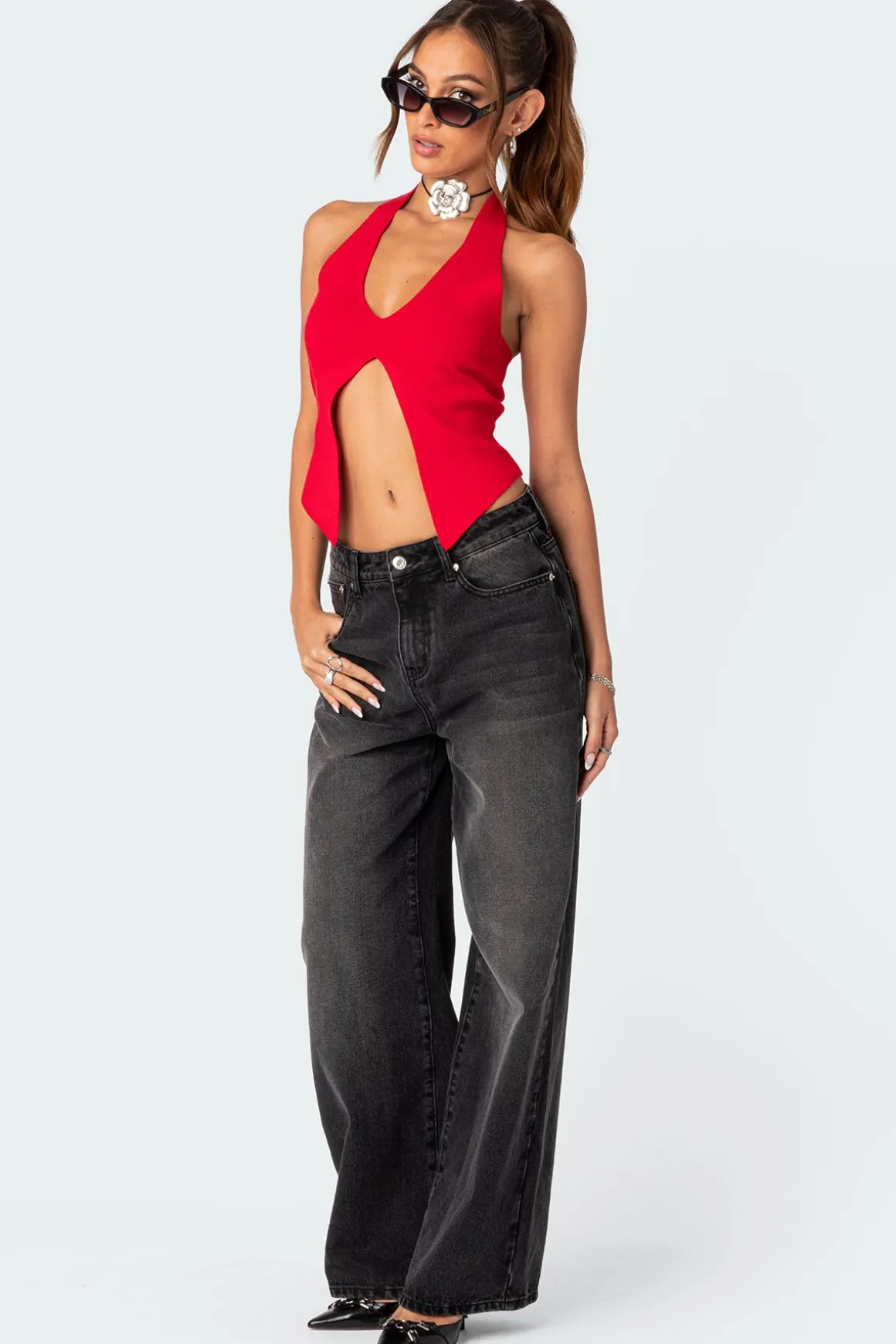 Sculpt Knitted Split Front Top