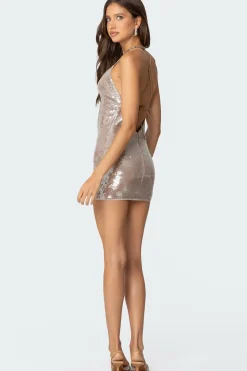 Sequin Halter Mini Dress