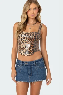 Sequin Leopard Printed Top
