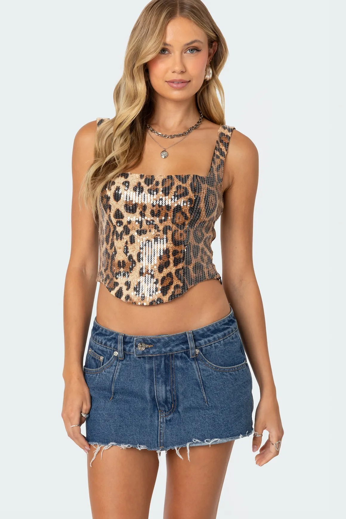Sequin Leopard Printed Top