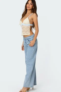 Sheer Lace Open Back Tank Top