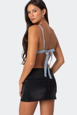 Sheer Lace Open Back Tank Top