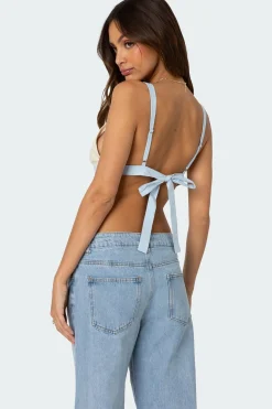 Sheer Lace Open Back Tank Top