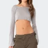 Sheer Raw Hem Crop Top