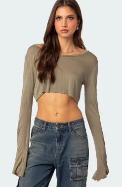 Sheer Raw Hem Crop Top