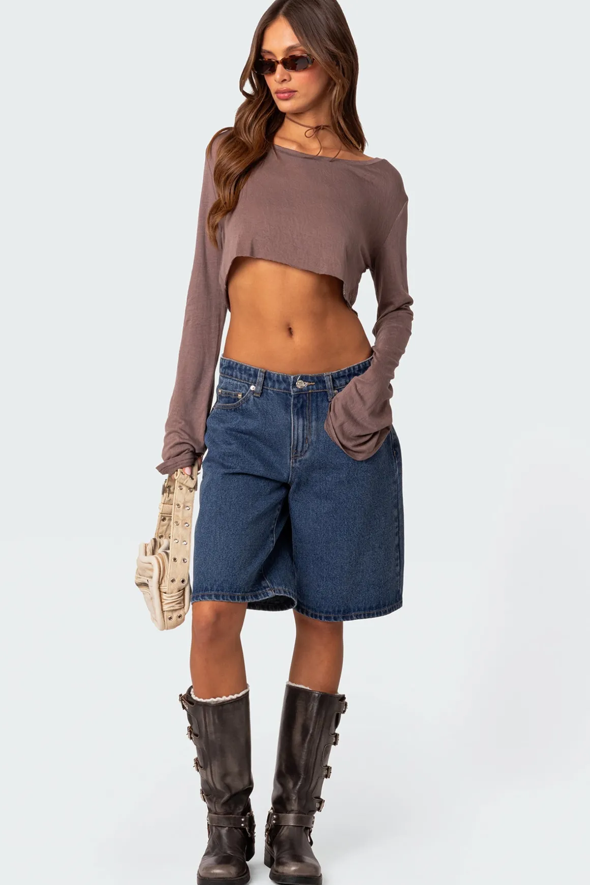 Sheer Raw Hem Crop Top