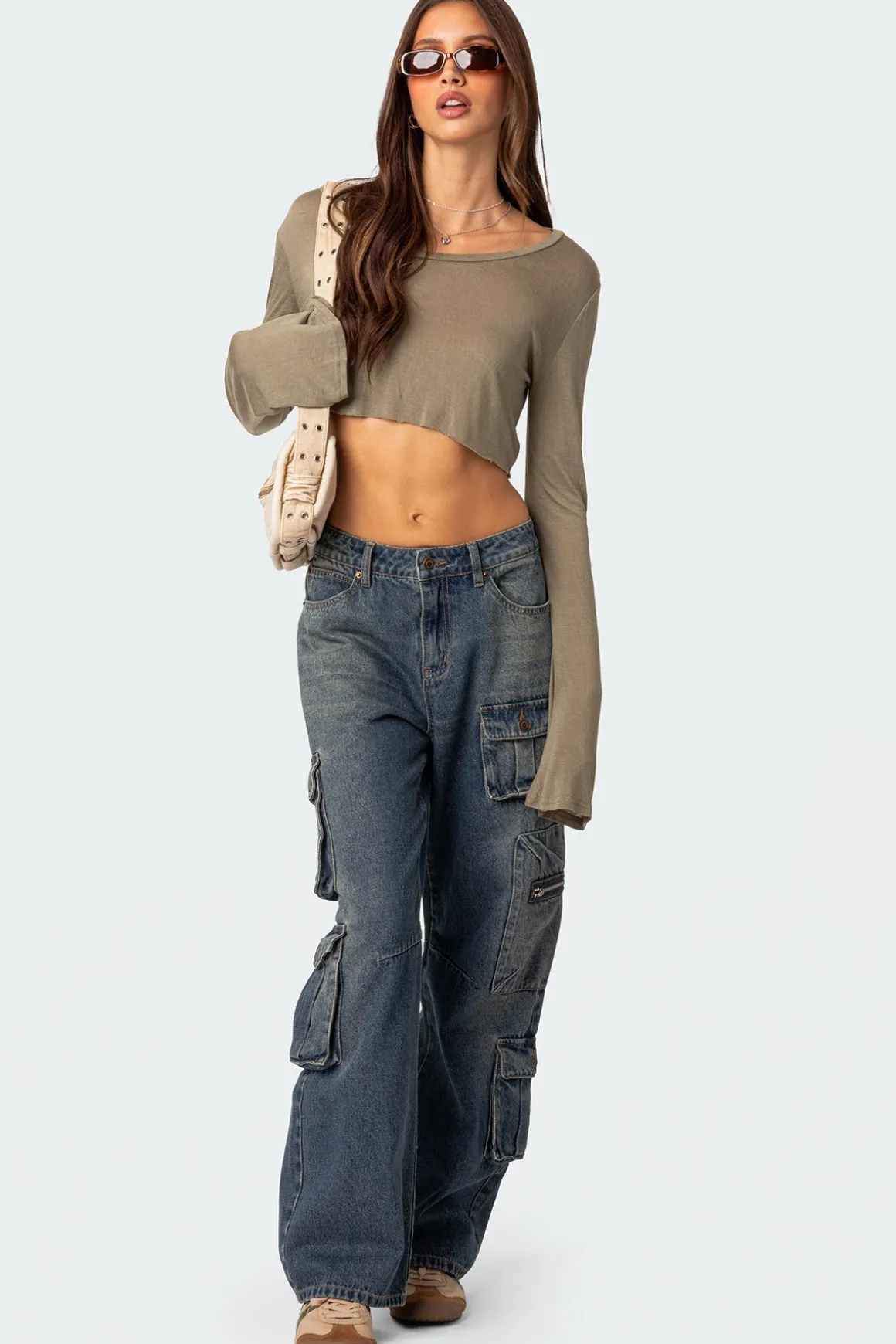 Sheer Raw Hem Crop Top