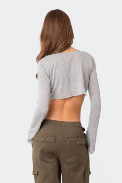 Sheer Raw Hem Crop Top