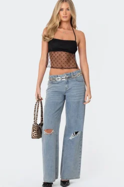 Sheer Sequin Backless Top