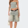 Shira Washed Denim Bermuda Shorts