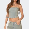 Shira Washed Denim Tube Top