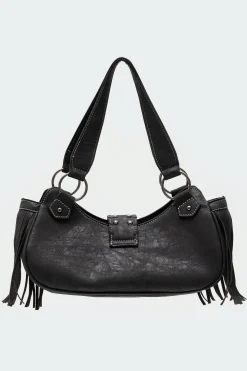 Shterna Fringed Faux Leather Sueded Bag