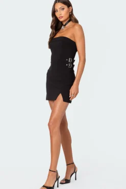 Side Belt Lace Up Mini Dress