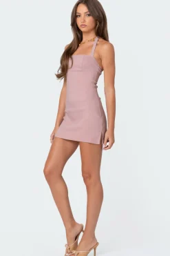 Side Slitted Halter Mini Dress