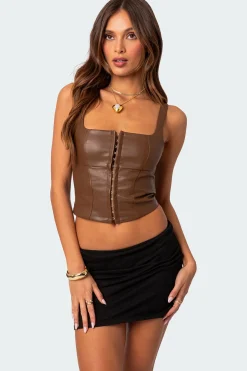 Simone Faux Leather Corset