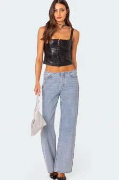Simone Faux Leather Corset