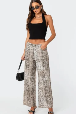 Snakeskin Printed Low Rise Jeans