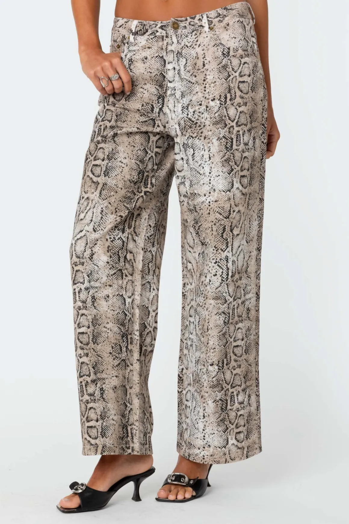 Snakeskin Printed Low Rise Jeans