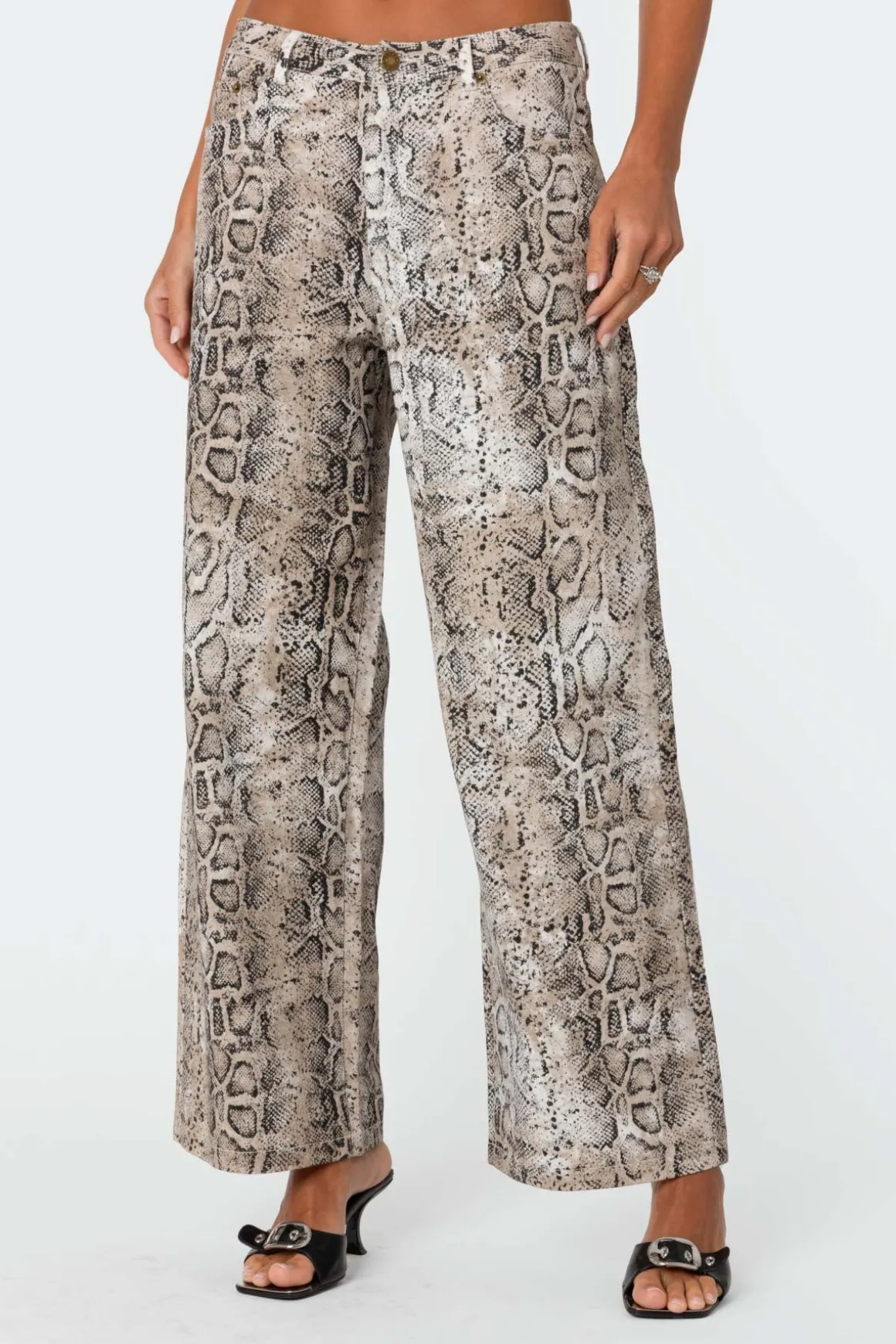 Snakeskin Printed Low Rise Jeans