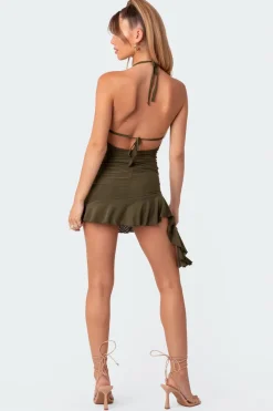 Soho Open Back Ruffle Mini Dress