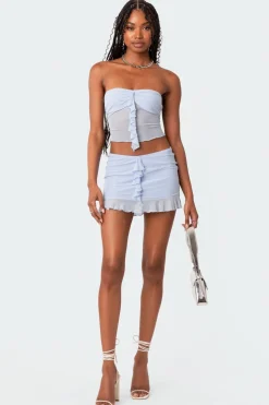 Solange Ruffle Mesh Tube Top