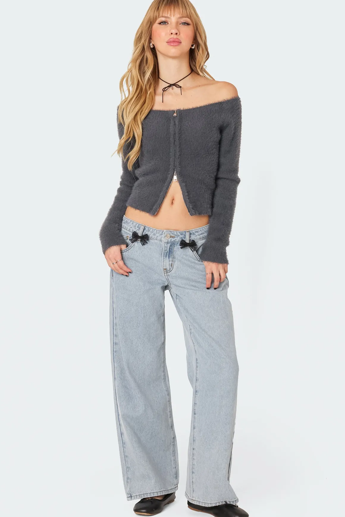Sonia Off Shoulder Fuzzy Knit Top