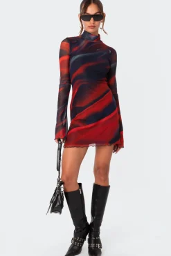 Sparks Fly Side Slitted Mesh Mini Dress