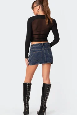 Stars Align Low Rise Denim Mini Skirt