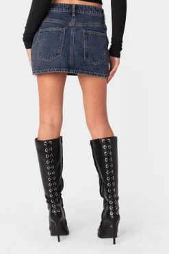 Stars Align Low Rise Denim Mini Skirt