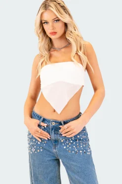 Strapless Mesh Triangle Top