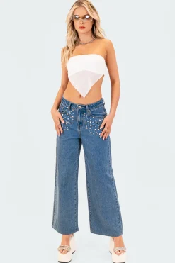 Strapless Mesh Triangle Top