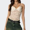 Strappy Sheer Lace Bodysuit
