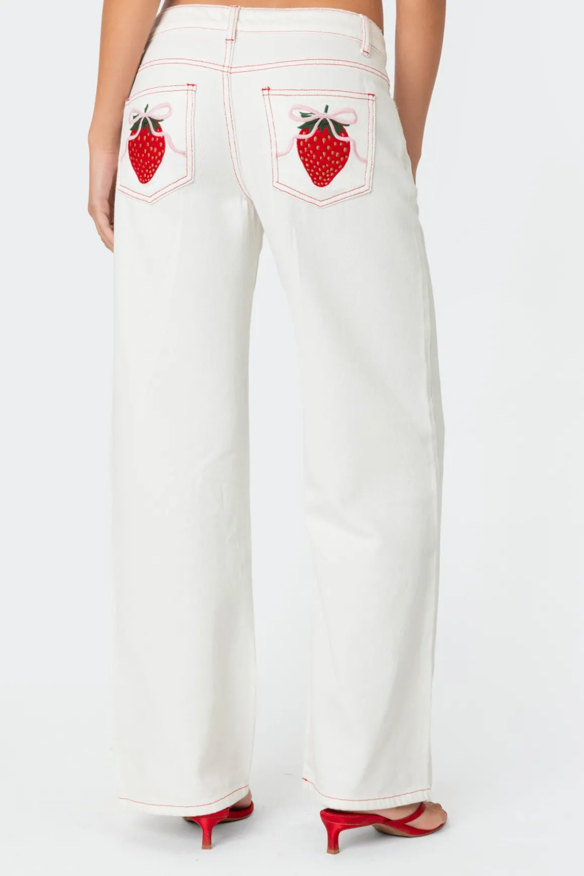 Strawberry Bow Pocket Jeans