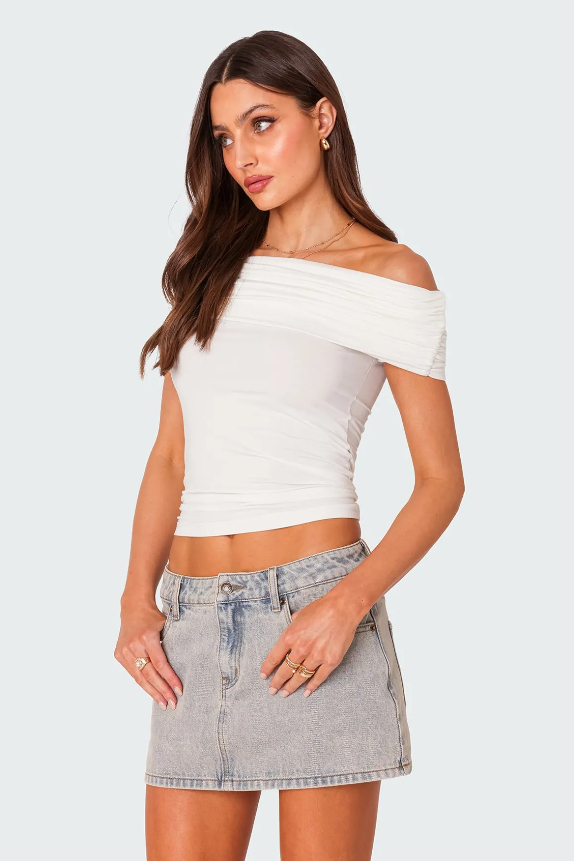 Strawberry Gathered Fold Over Top