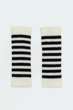 Striped Knitted Fingerless Gloves