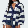 Striped Two Piece Knit Scarf Cardigan