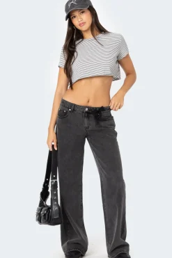 Stripey Cropped T Shirt
