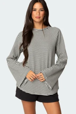 Stripey Oversized Bell Sleeve Top