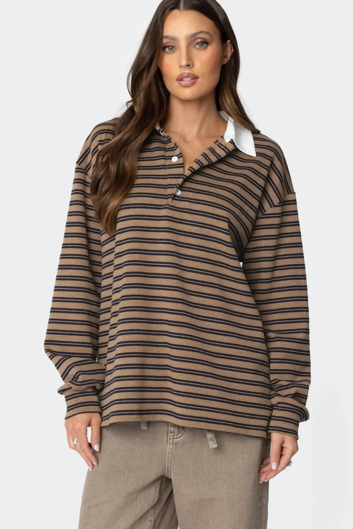Stripey Oversized Collared Shirt