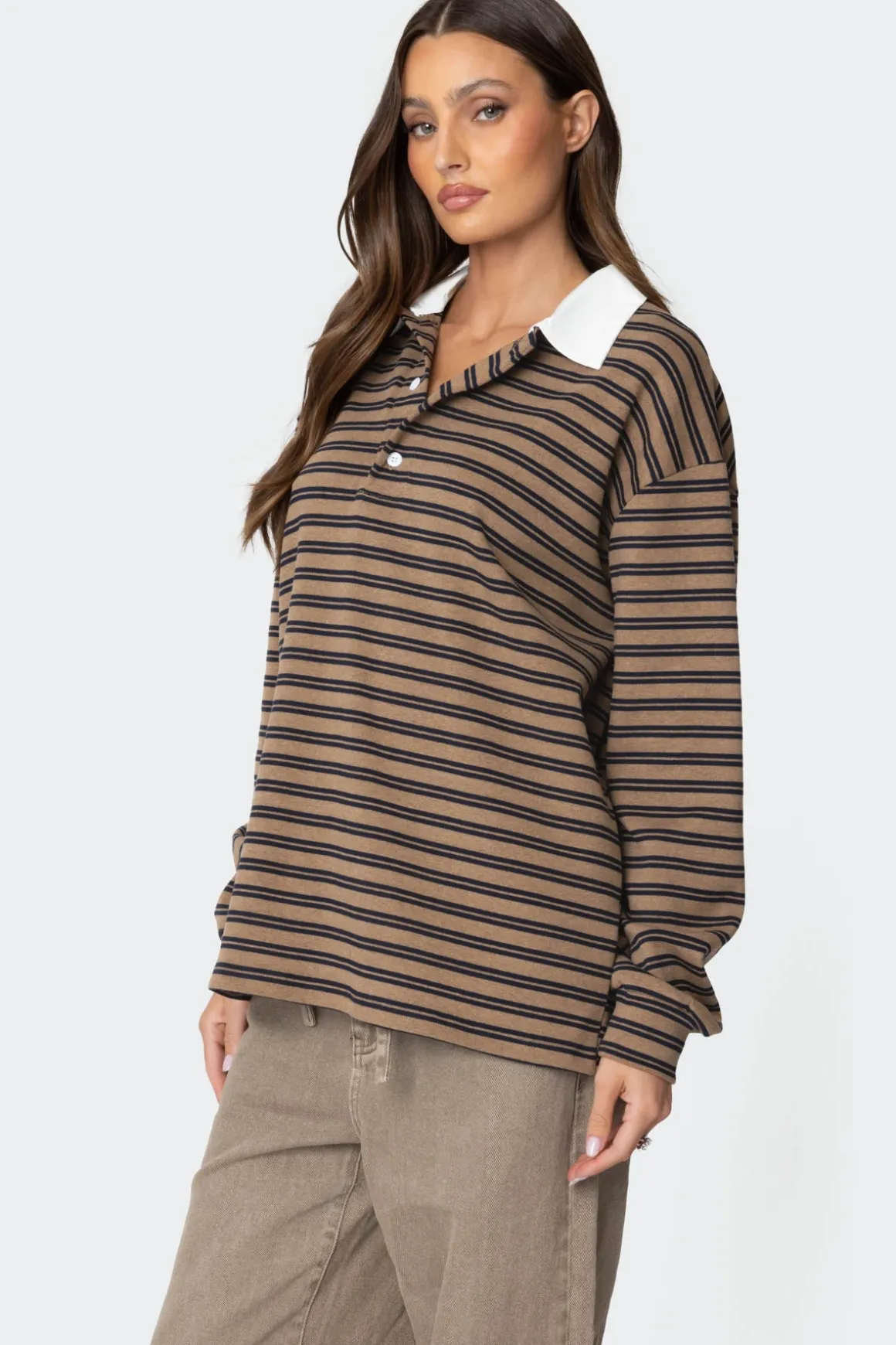 Stripey Oversized Collared Shirt